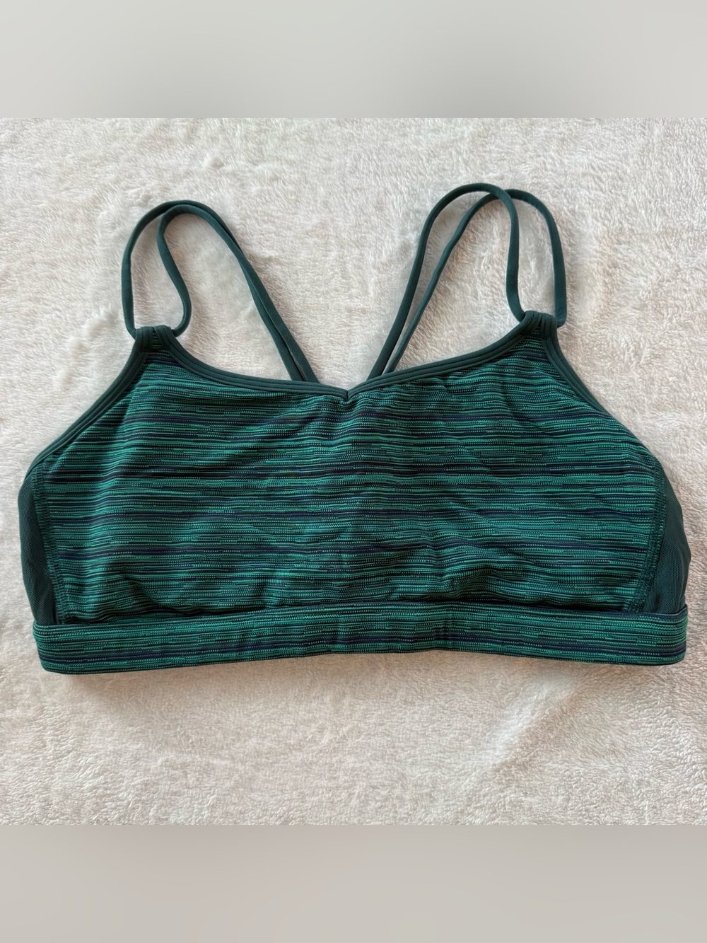 lululemon athletica Teal and Dark Green Striped Sports Bra